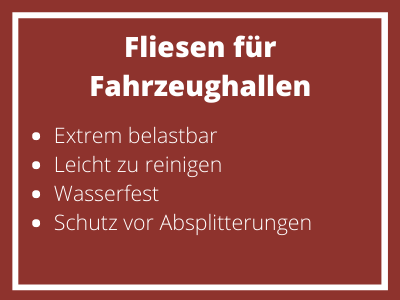 Fliesen für Fahrzeughallen